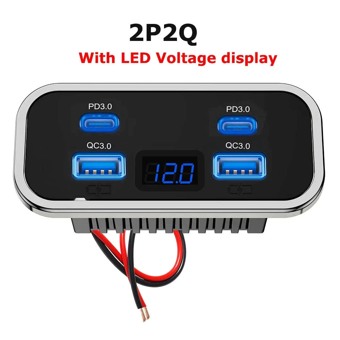 76W 4-Port Fast Charging Panel with Switch-4 Ports-A