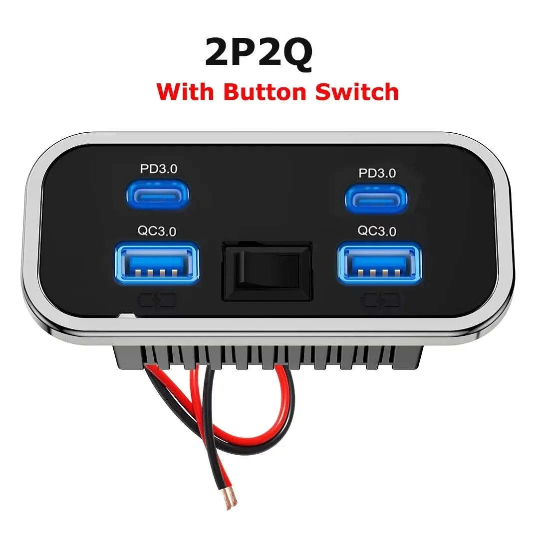 76W 4-Port Fast Charging Panel with Switch-4 Ports-A