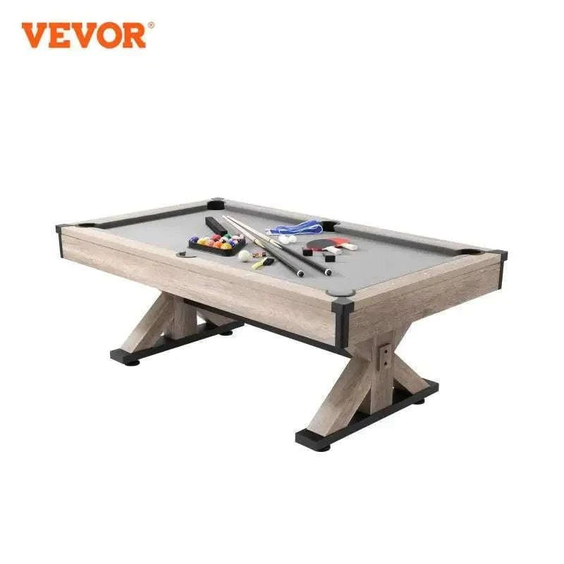 7ft 3-in-1 Pool Table with Dining Top & Table Tennis Set-WoodColor / United States