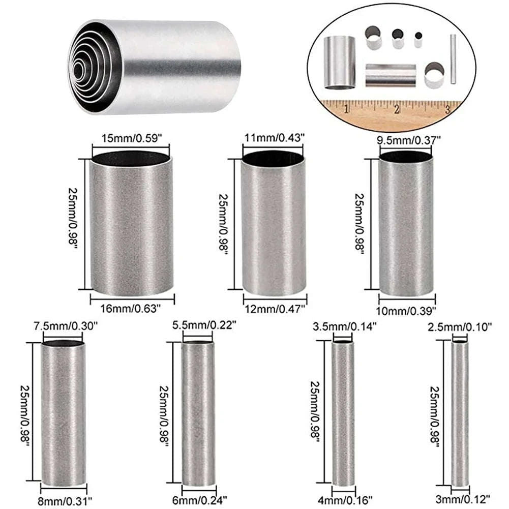 7pcs Stainless Steel Round Hole Cutter Set for Clay & Pottery-United States / 7pcs