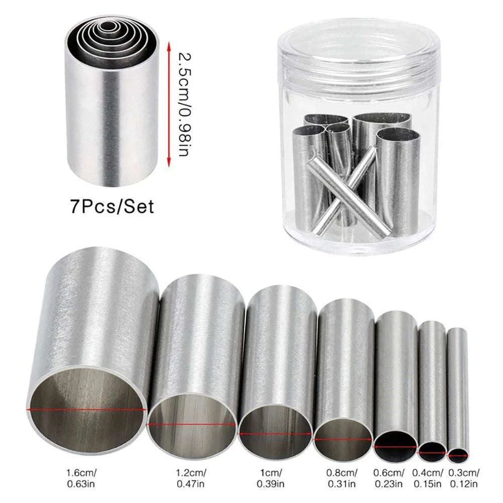 7pcs Stainless Steel Round Hole Cutter Set for Clay & Pottery-United States / 7pcs