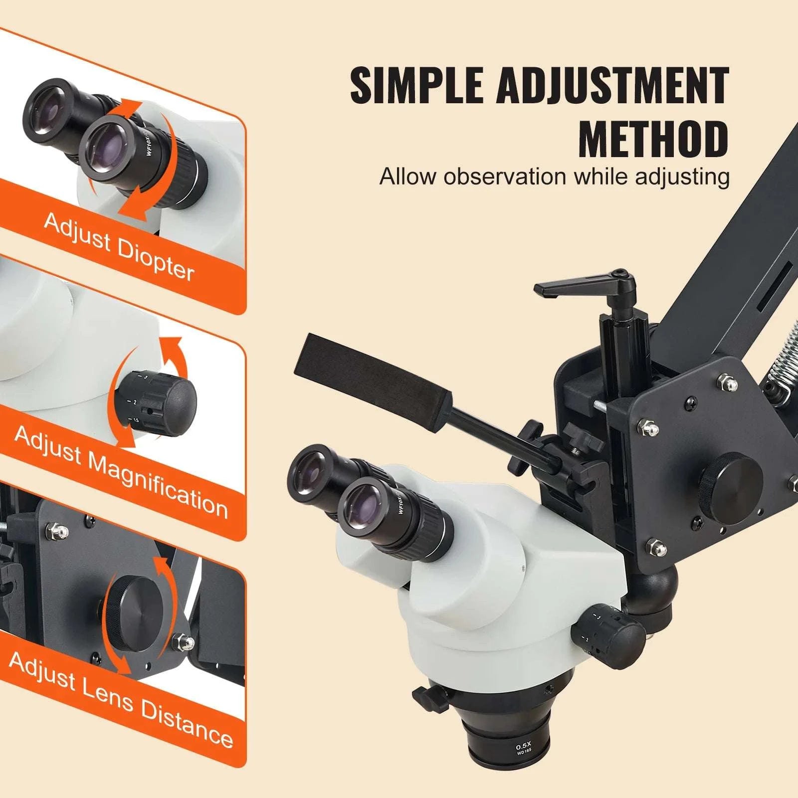 7X–45X Multi-Directional Jewelry Microscope with LED Ring Light-with Ball Vise / france