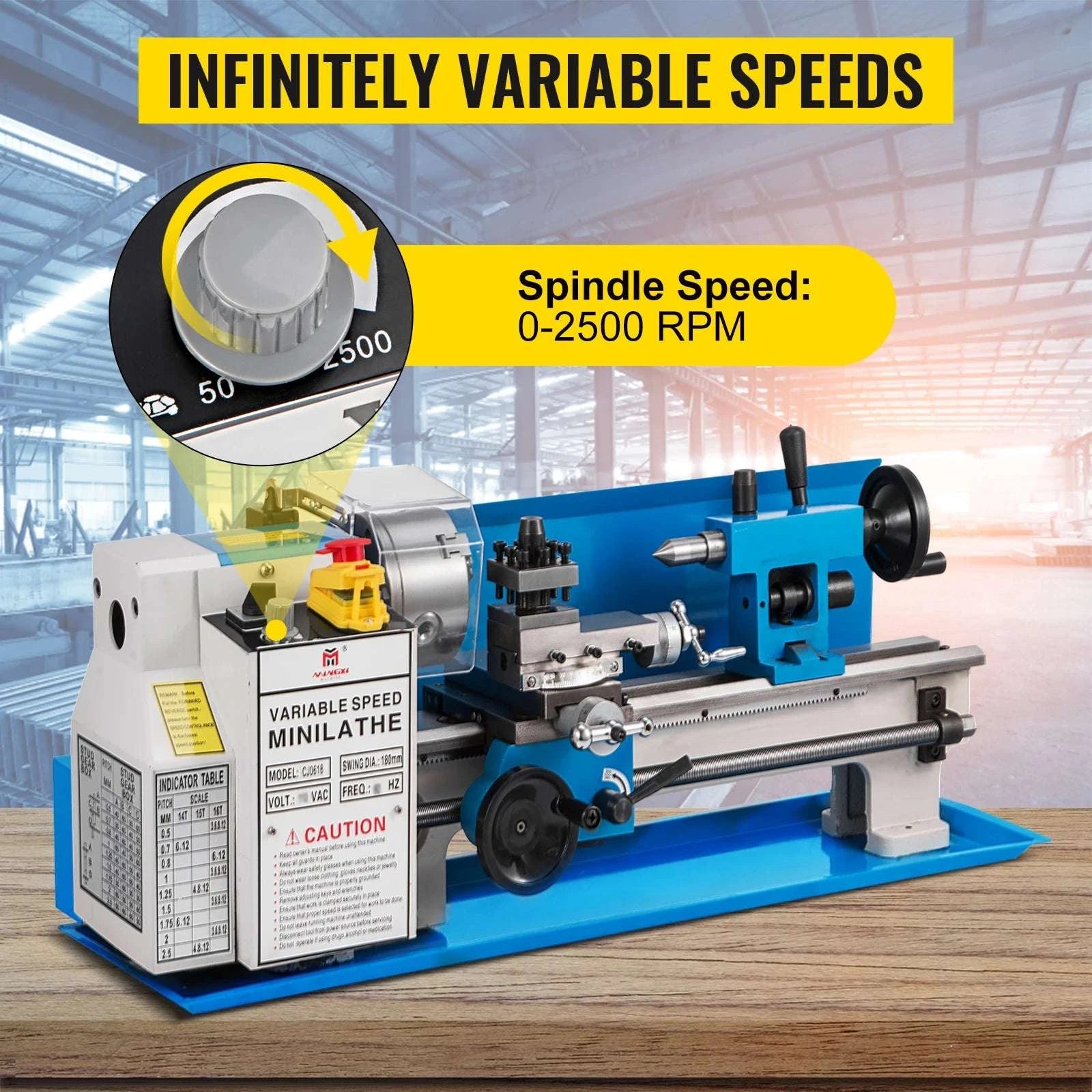 7x14 Inch Mini Metal Lathe 550W Variable Speed 50–2500 RPM-7x14 Inch  550W / Russian Federation
