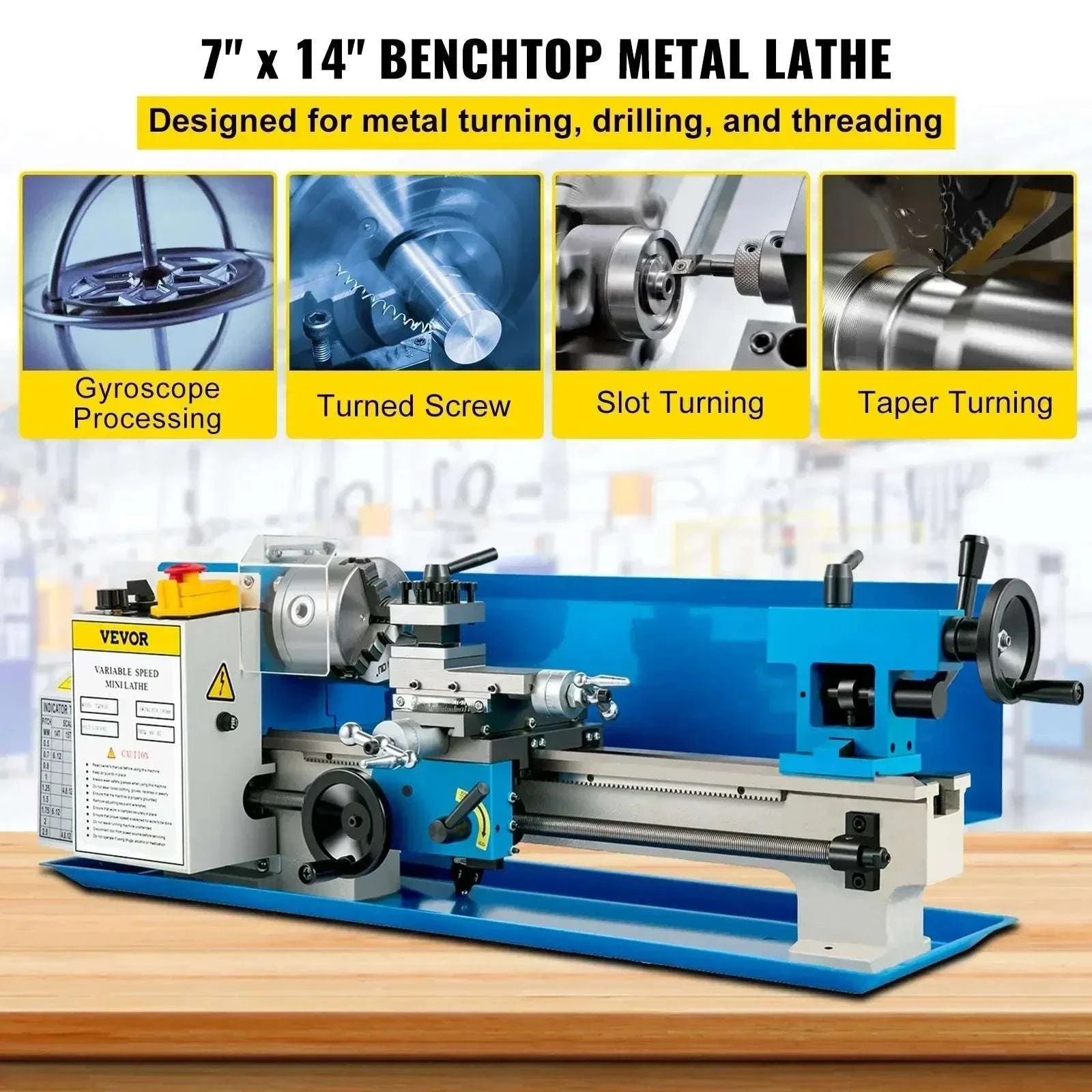 7x14 Inch Mini Metal Lathe 550W Variable Speed 50–2500 RPM-7x14 Inch  550W / Russian Federation