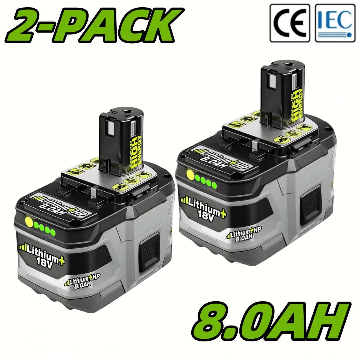8.0Ah 18V Li-Ion Battery Replacement with Indicator-1PACK / United States