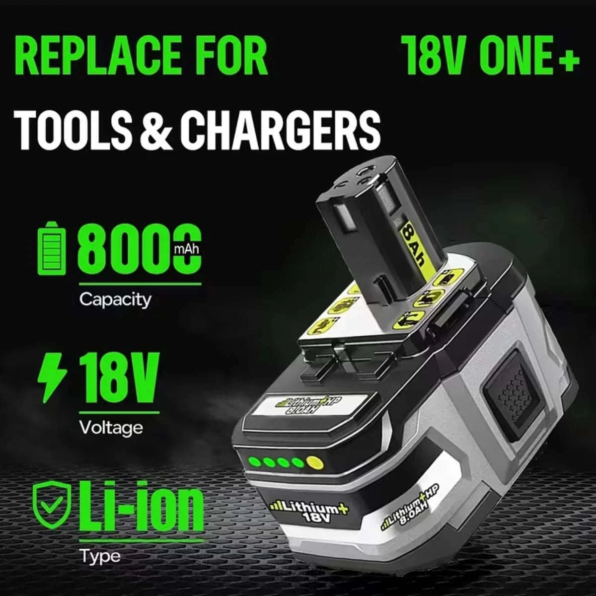 8.0Ah 18V Li-Ion Battery Replacement with Indicator-1PACK / United States