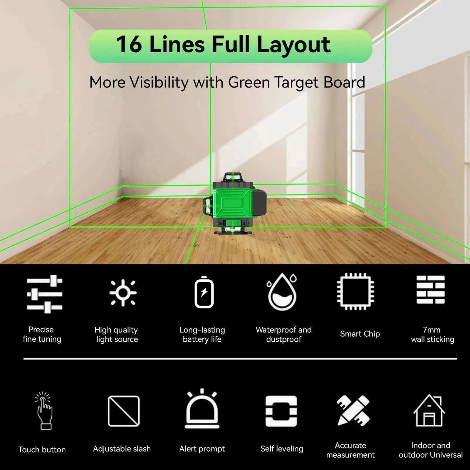 8/12/16 Lines Laser Level with Self-Leveling Tripod-16 line / Poland