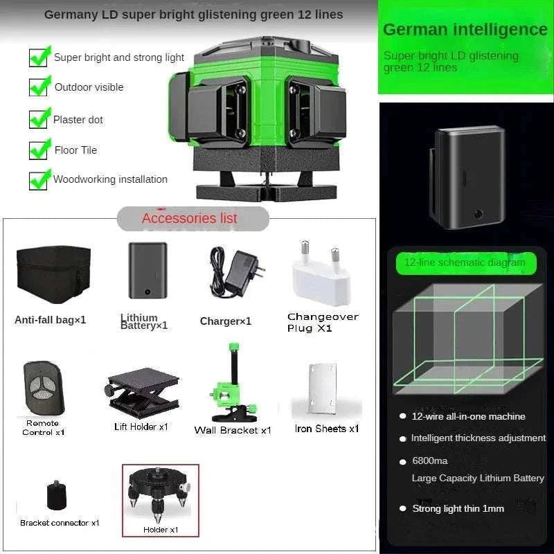 8/12/16 Lines Laser Level with Self-Leveling Tripod-16 line / Poland