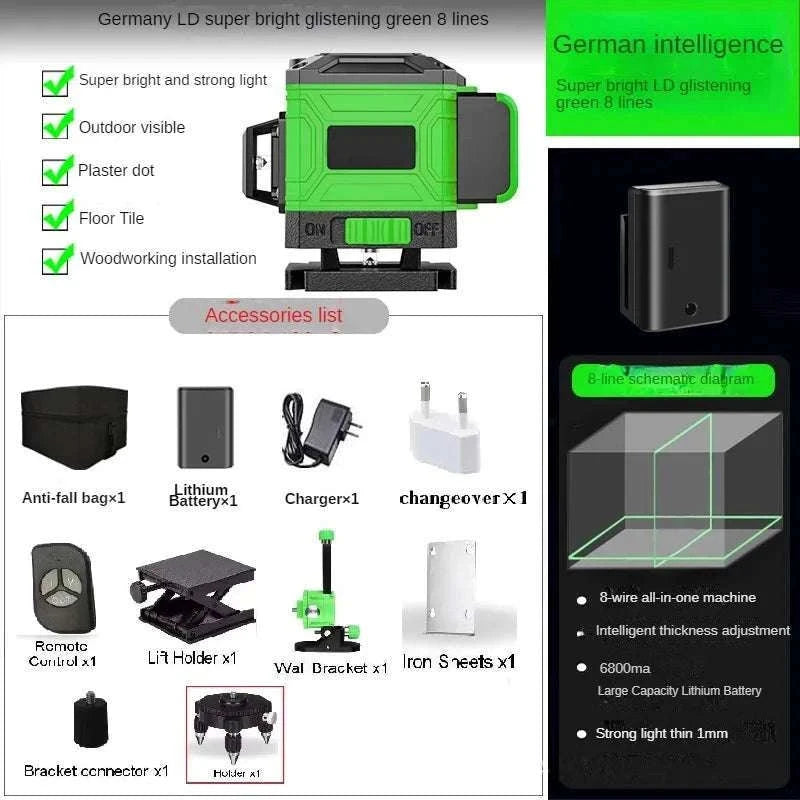 8/12/16 Lines Laser Level with Self-Leveling Tripod-16 line / Poland