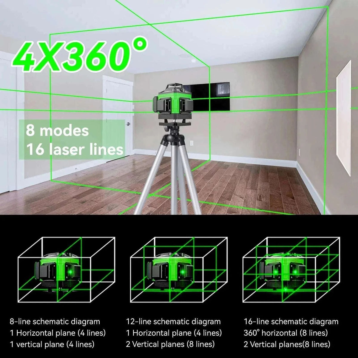 8/12/16 Lines Laser Level with Self-Leveling Tripod-16 line / Poland