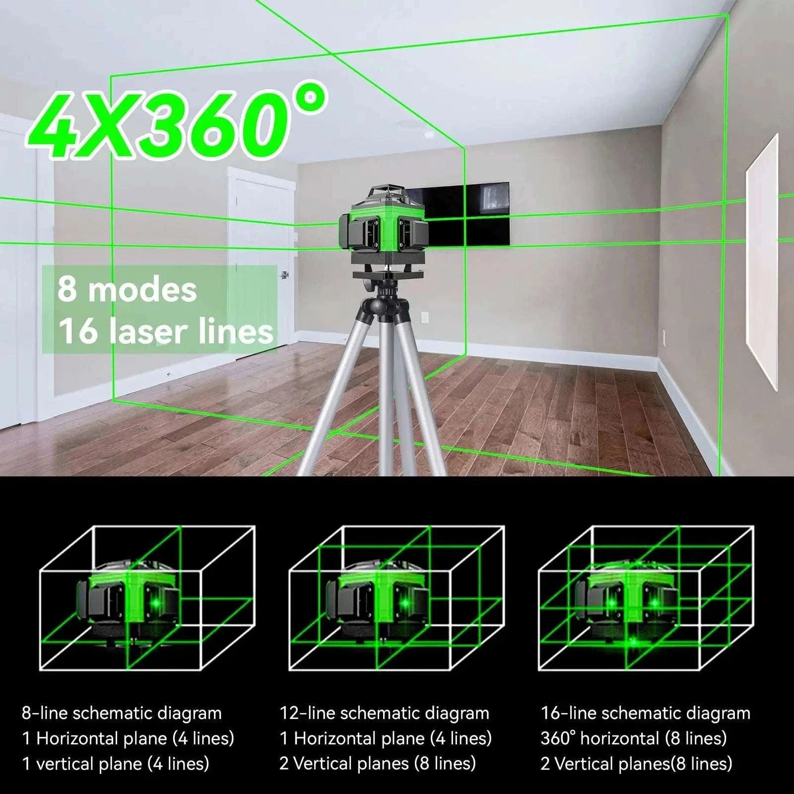 8/12/16 Lines Laser Level with Self-Leveling Tripod-16 line / Poland