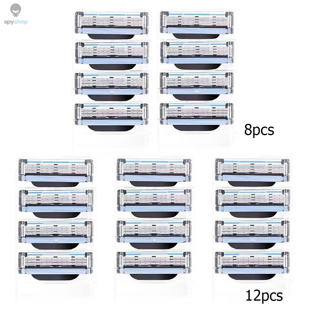 8-60Pcs  Stainless Steel Blade Sharp 3 Layer Men's Classic Razor Blade for Gillette Mach 3 Manual Razor Vintage Water Wash Razor Spy-shop.com