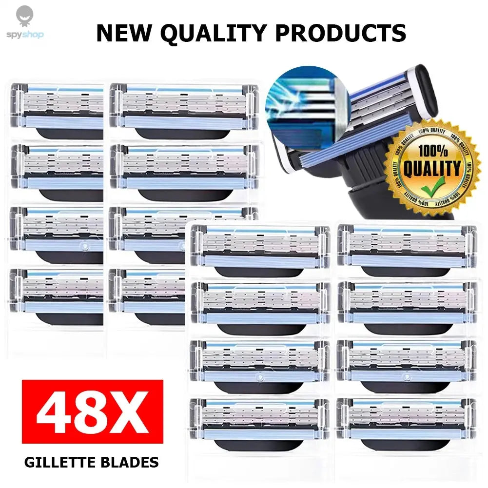 8-60Pcs  Stainless Steel Blade Sharp 3 Layer Men's Classic Razor Blade for Gillette Mach 3 Manual Razor Vintage Water Wash Razor Spy-shop.com