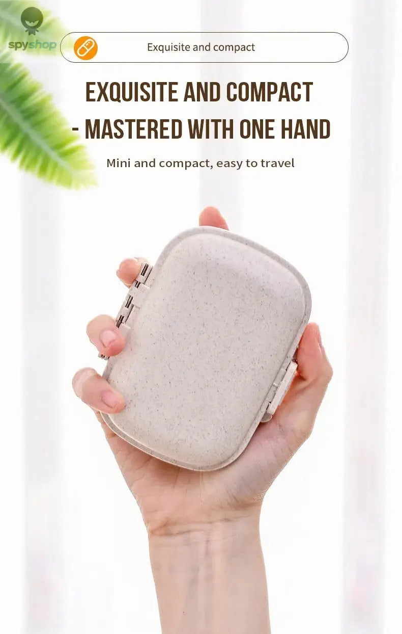 8 Grids Organizer Container For Tablets Travel Pill Box With Seal Ring Small Box For Tablets Wheat Straw Container For Medicines Spy-shop.com