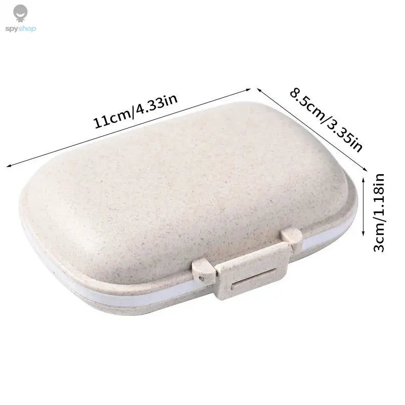 8 Grids Organizer Container For Tablets Travel Pill Box With Seal Ring Small Box For Tablets Wheat Straw Container For Medicines Spy-shop.com