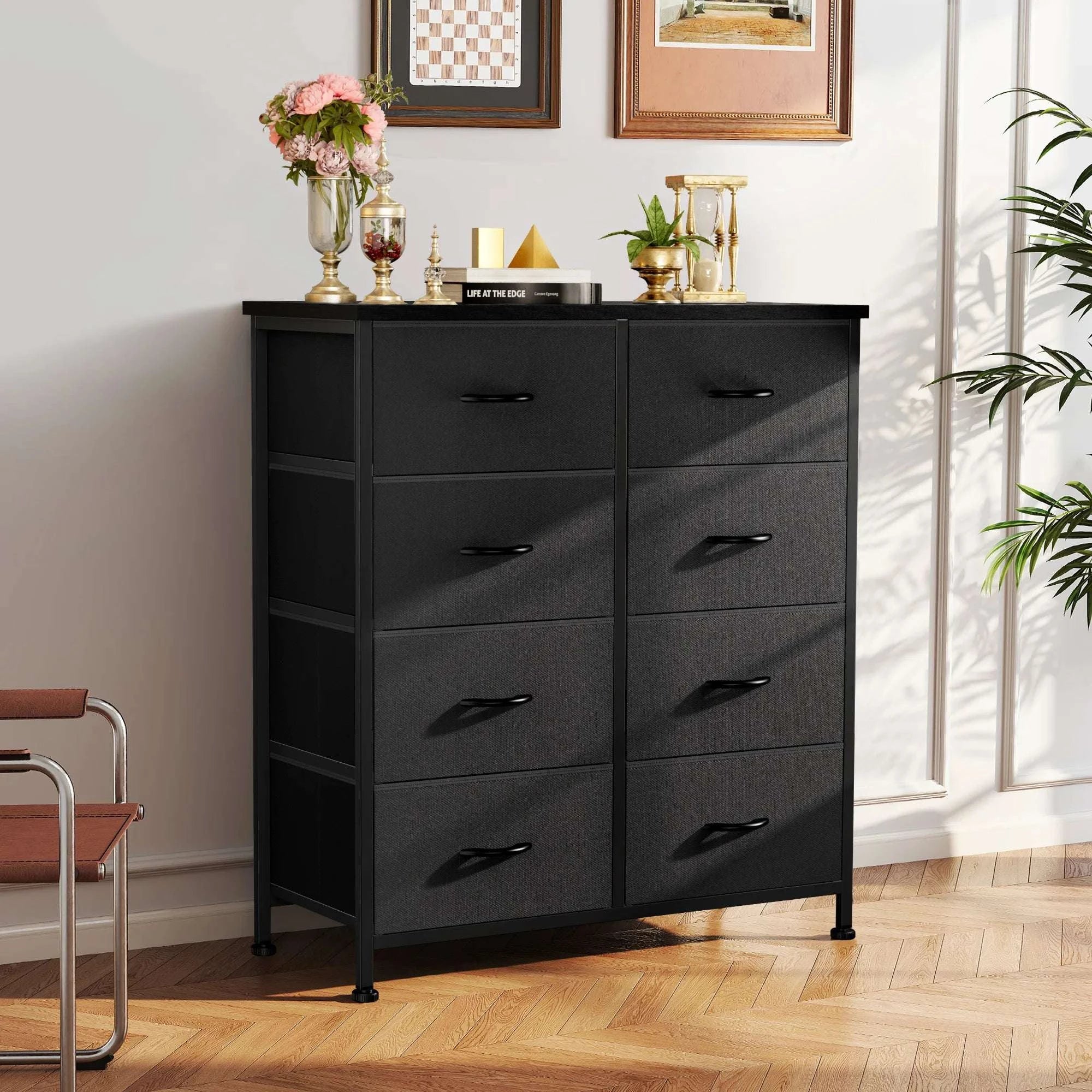 8 Drawer Fabric Dresser Storage Cabinet with Steel Frame-Grey / GERMANY