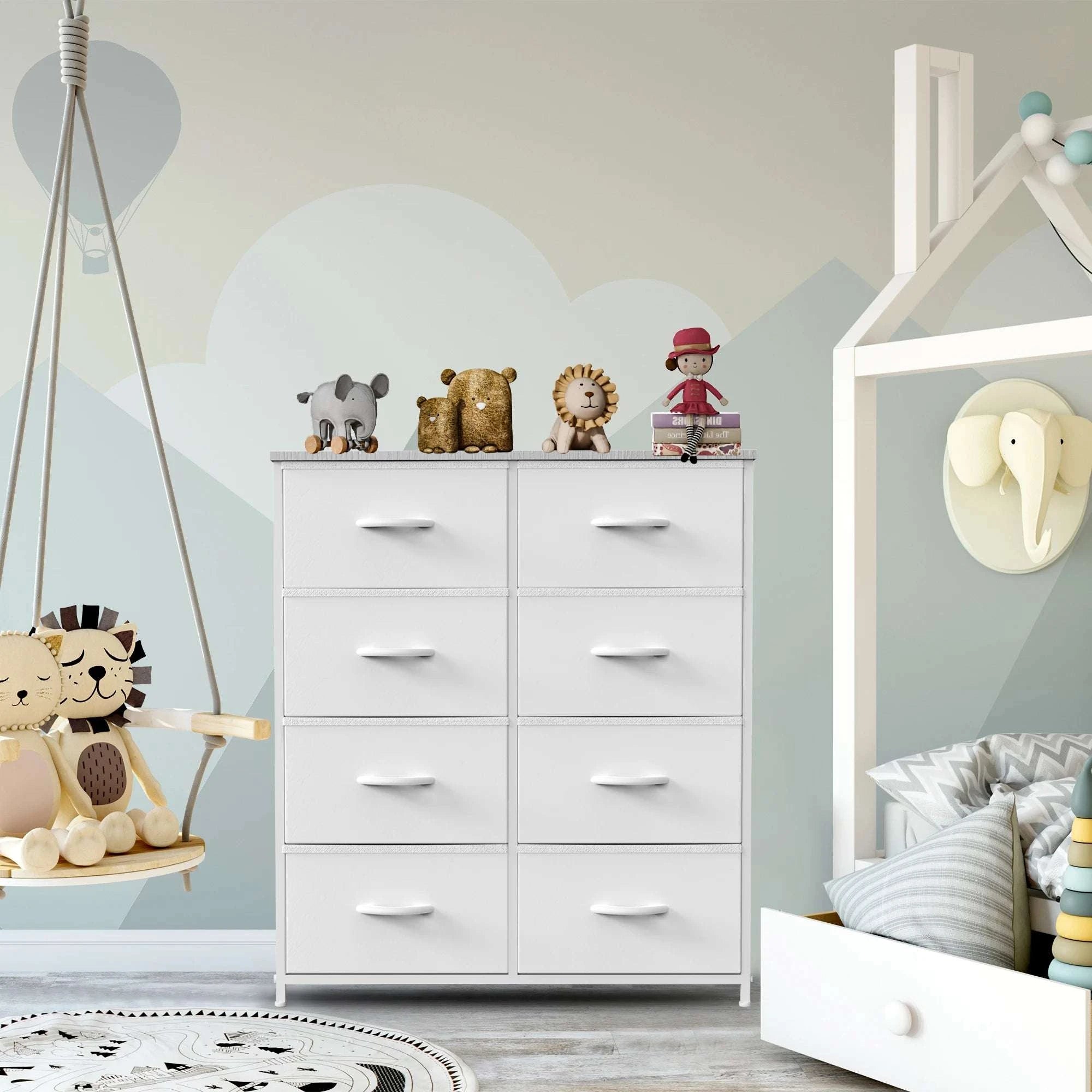 8 Drawer Fabric Dresser Storage Cabinet with Steel Frame-Grey / GERMANY
