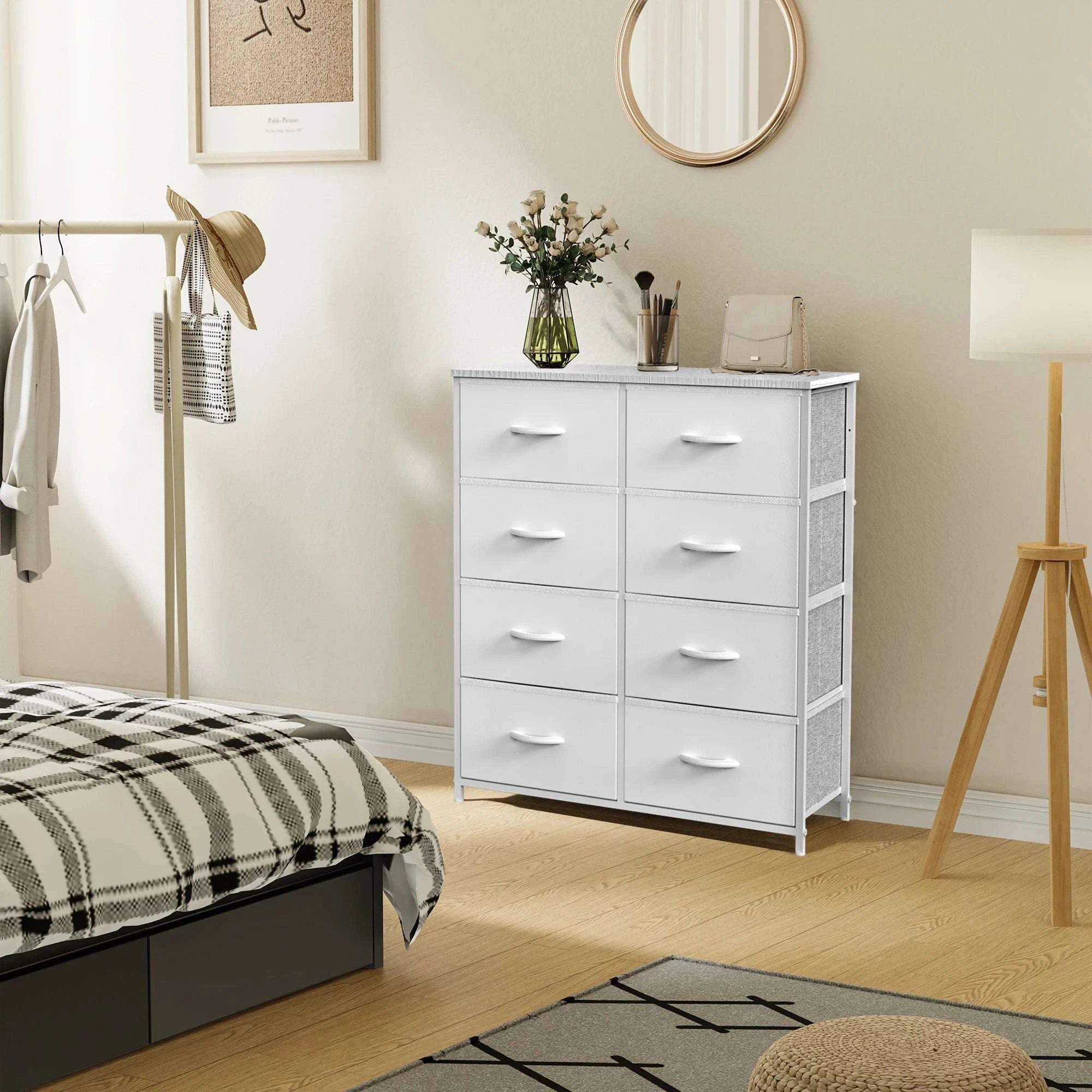 8 Drawer Fabric Dresser Storage Cabinet with Steel Frame-Grey / GERMANY