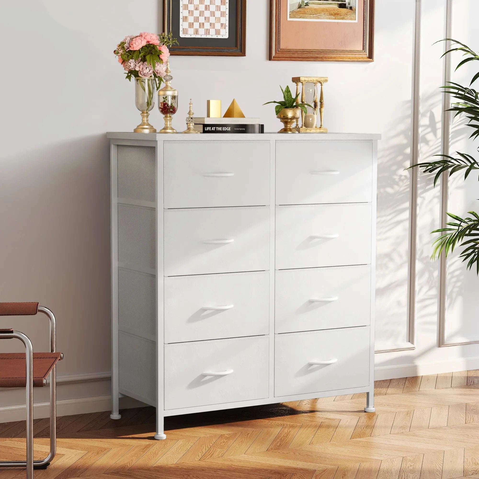 8 Drawer Fabric Dresser Storage Cabinet with Steel Frame-Grey / GERMANY