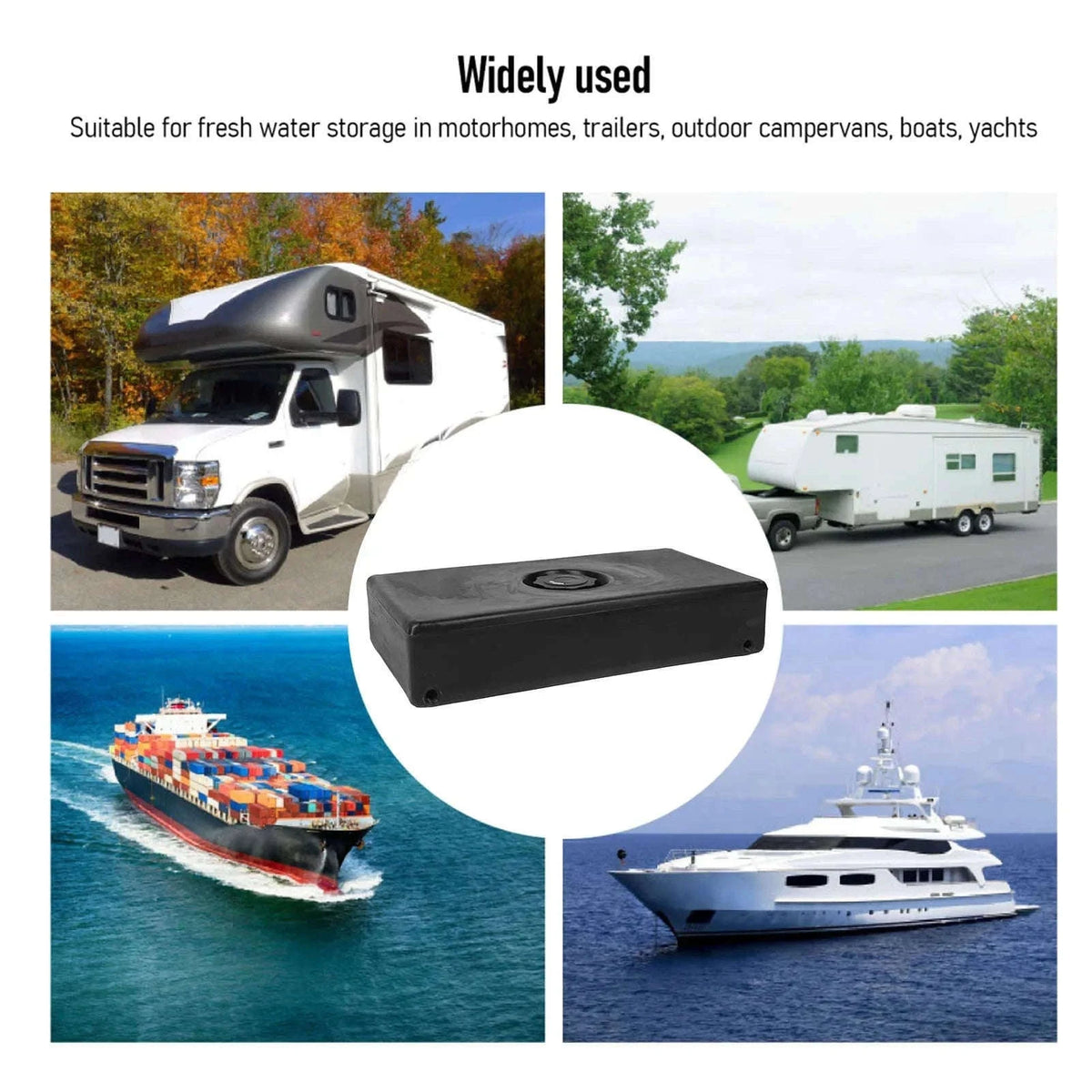 8 Gallon RV Water Holding Tank for Campers, Boats and Trailers-black