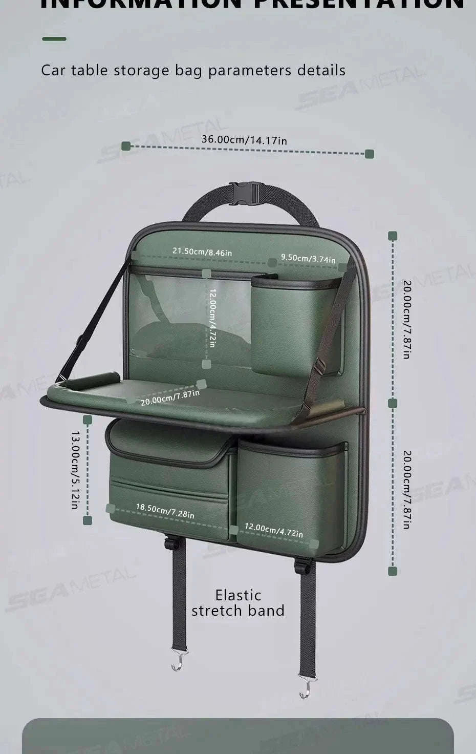 8-in-1 Car Seat Back Storage Bag with Foldable Tray-upgraded version