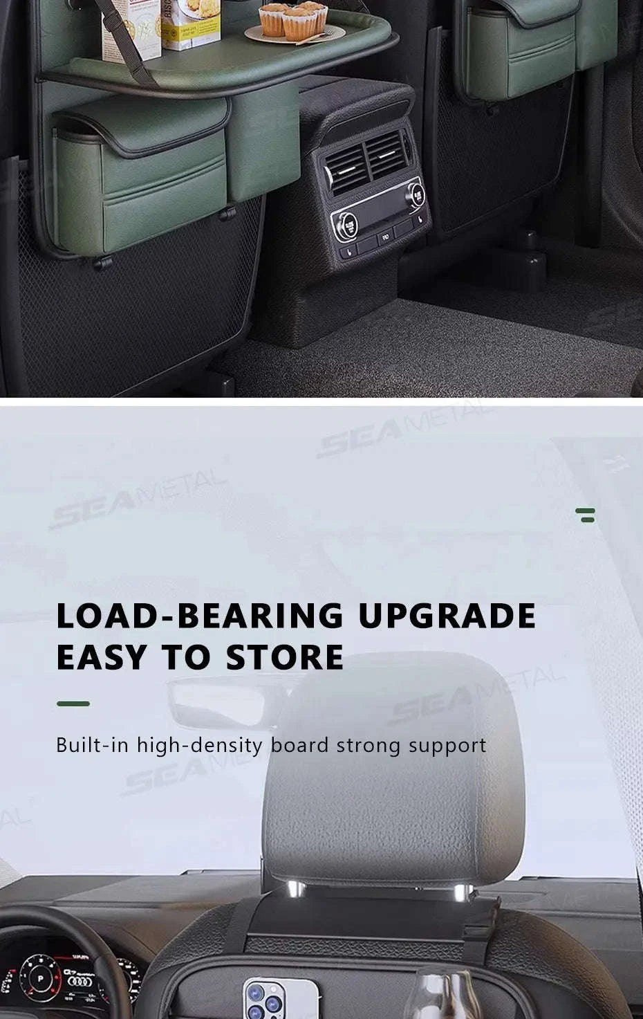 8-in-1 Car Seat Back Storage Bag with Foldable Tray-upgraded version