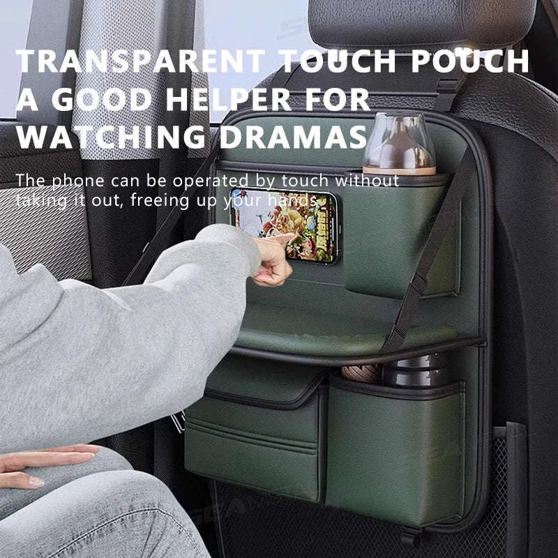 8-in-1 Car Seat Back Storage Bag with Foldable Tray-upgraded version