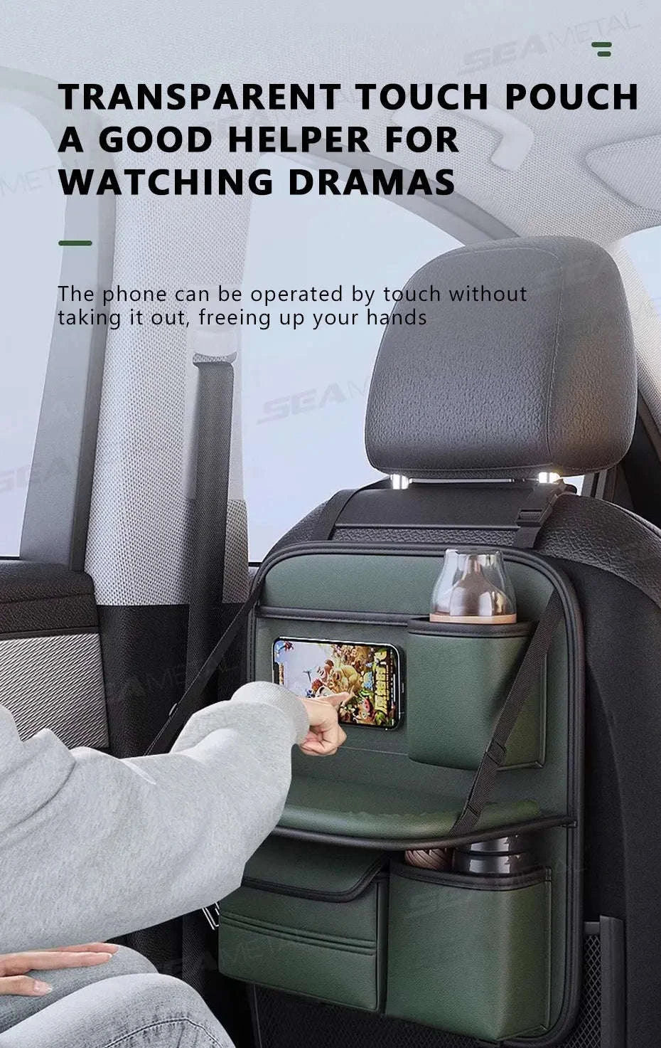 8-in-1 Car Seat Back Storage Bag with Foldable Tray-upgraded version