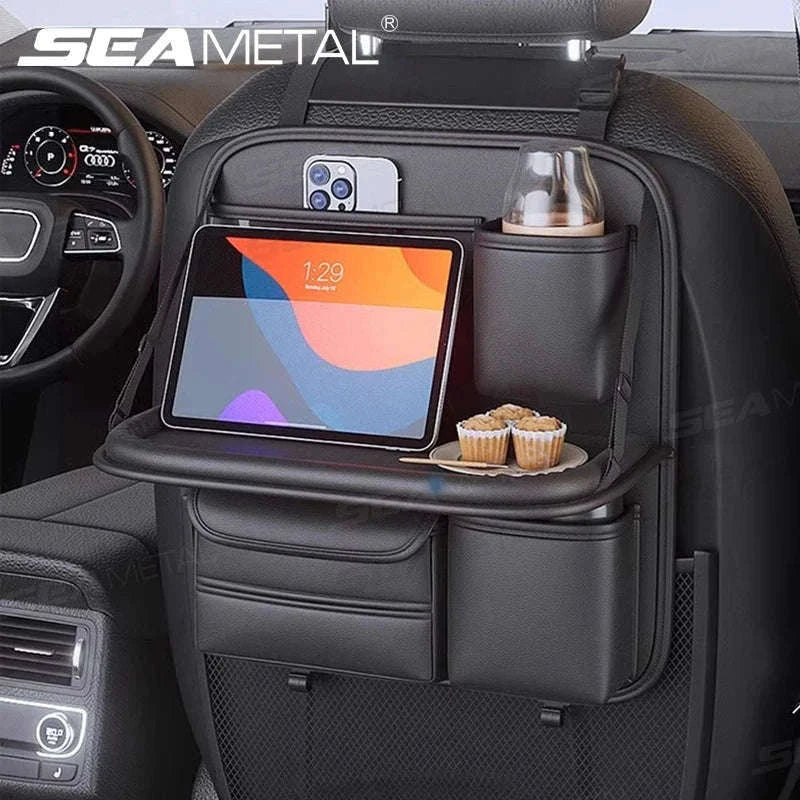 8-in-1 Car Seat Back Storage Bag with Foldable Tray-upgraded version