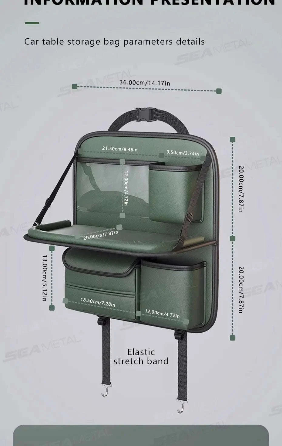 8-in-1 Car Seat Back Storage Bag with Foldable Tray-upgraded version