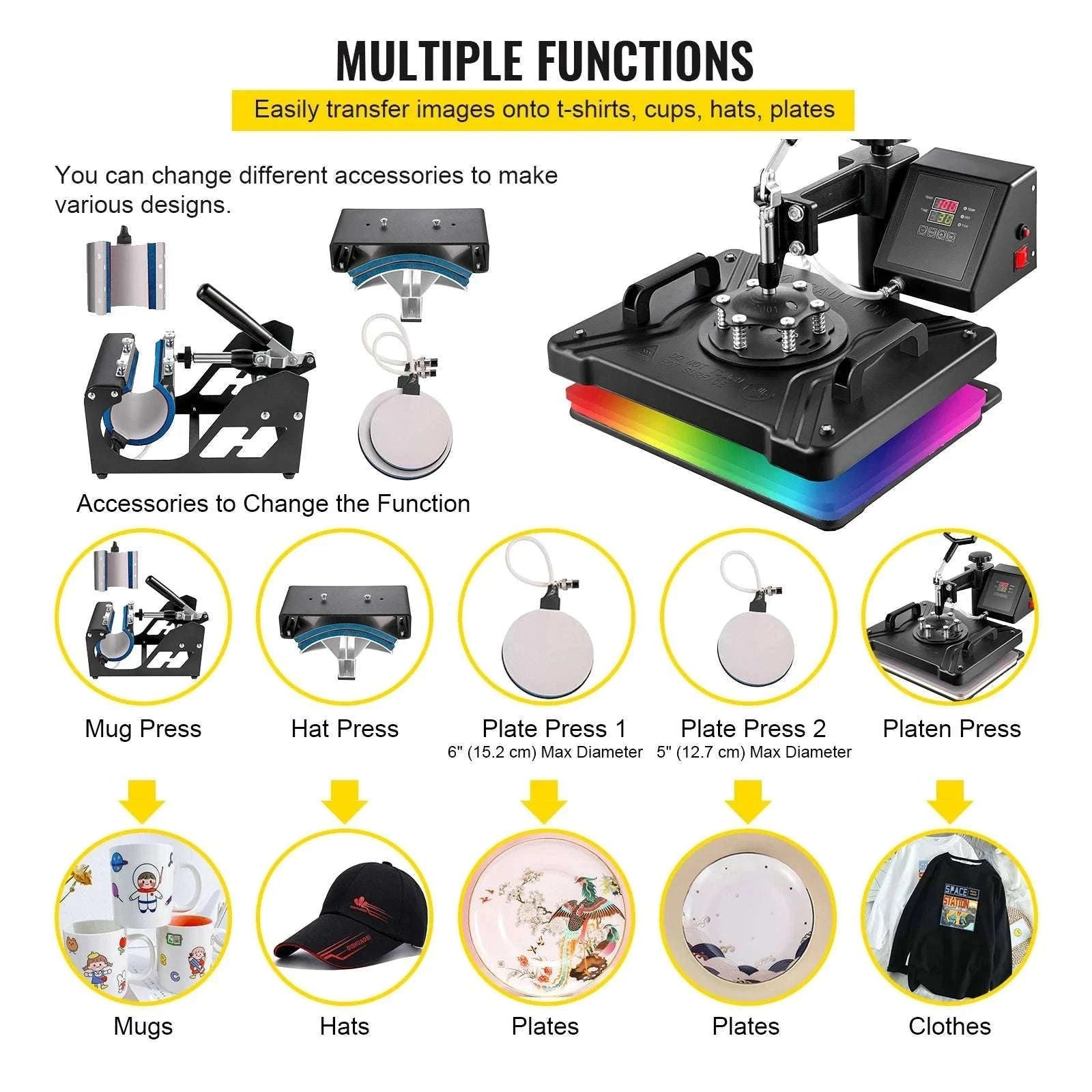 8-in-1 Heat Press Machine 12x15 & 15x15 Sublimation Kit-8 in 1 12 x 15 inch / spain