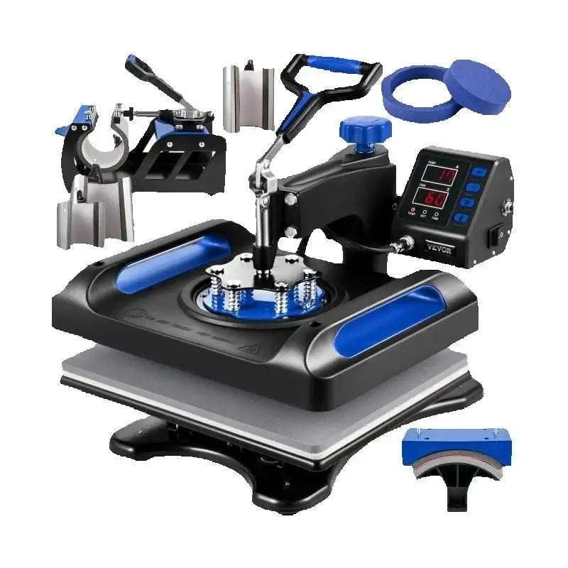 8-in-1 Heat Press Machine 12x15 Combo for T-Shirts, Mugs, Caps-Blue / United States