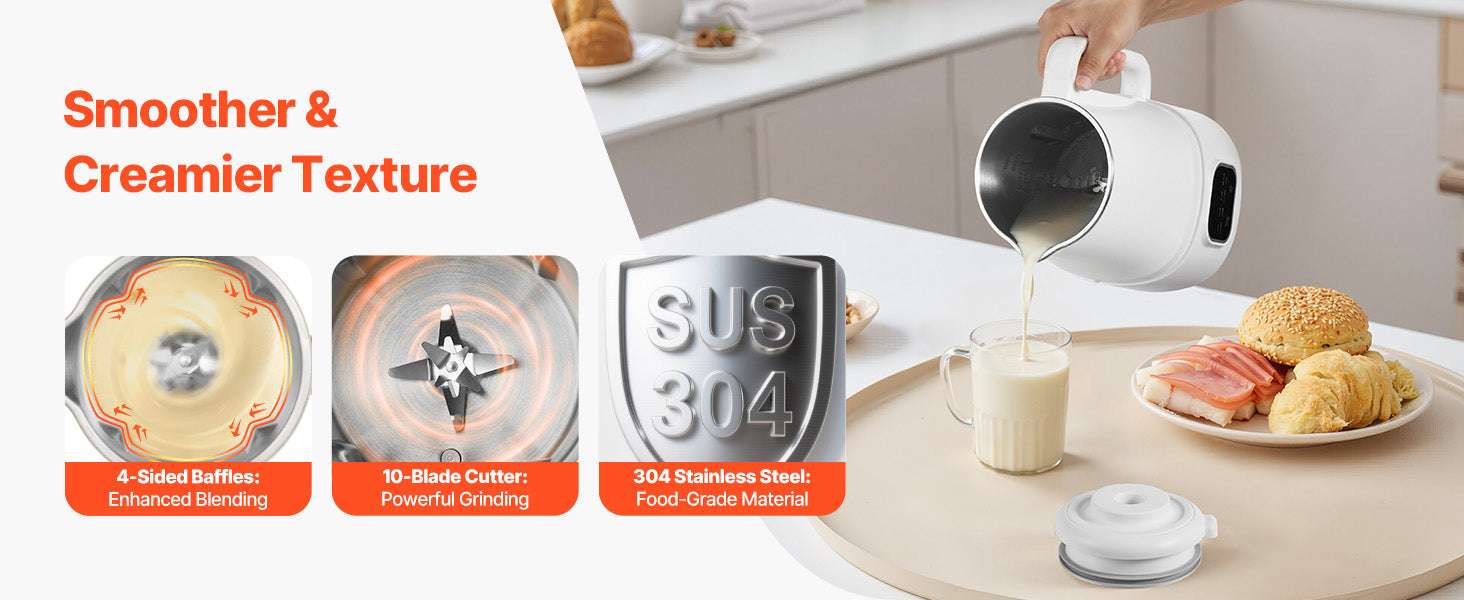8-in-1 Nut Milk Maker 34oz with Self-Cleaning & 12h Timer-1000ml / United States