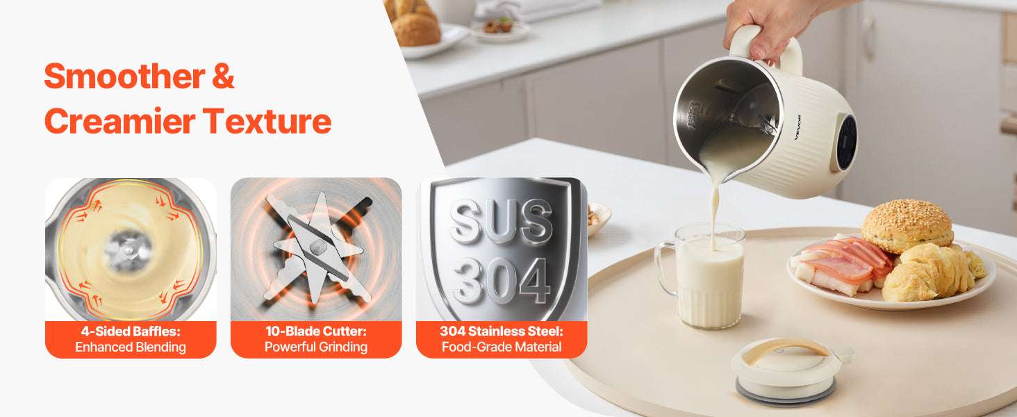 8-in-1 Nut Milk Maker with Self-Cleaning & 12-Hour Timer-600ML / United States