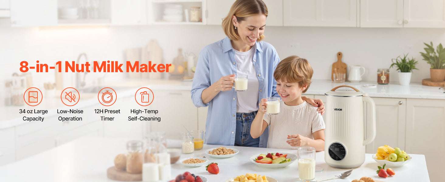 8-in-1 Nut Milk Maker with Self-Cleaning & 12-Hour Timer-600ML / United States