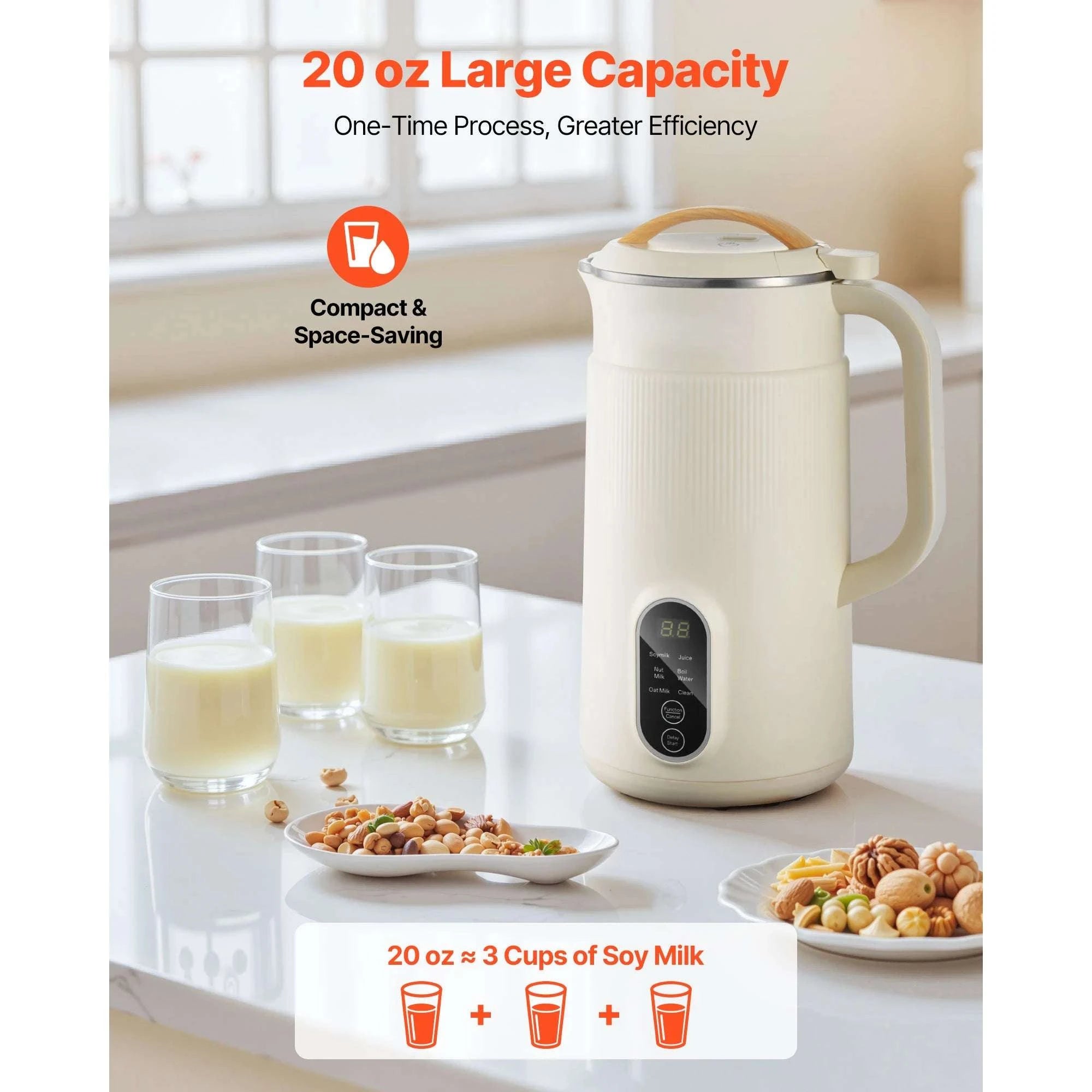 8-in-1 Nut Milk Maker with Self-Cleaning & 12-Hour Timer-600ML / United States