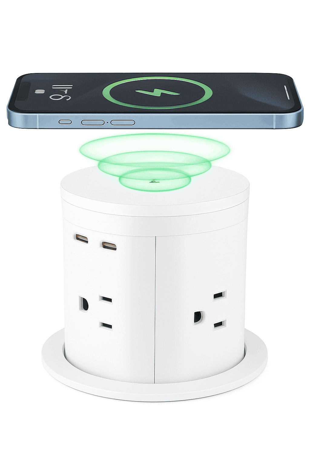 8-in-1 Pop-Up Desk Outlet with 20W USB-C & 15W Wireless Charging-United States