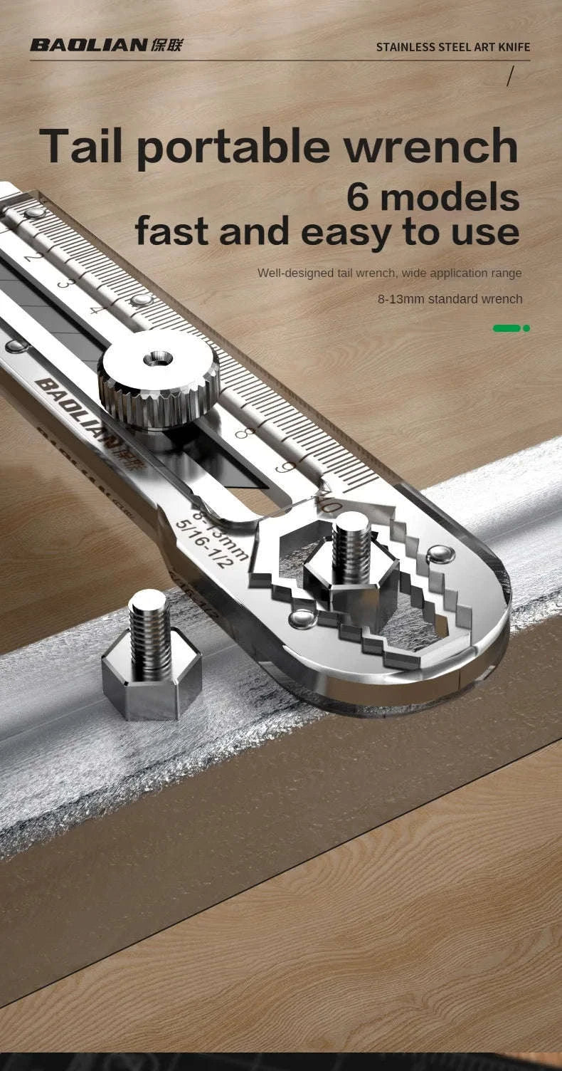 8‑in‑1 Stainless Steel Utility Knife Box Cutter-10 Blades