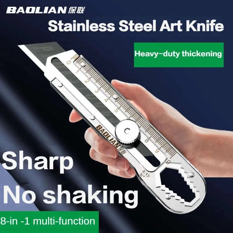 8-in-1 Stainless Steel Utility Knife Box Cutter-The knife
