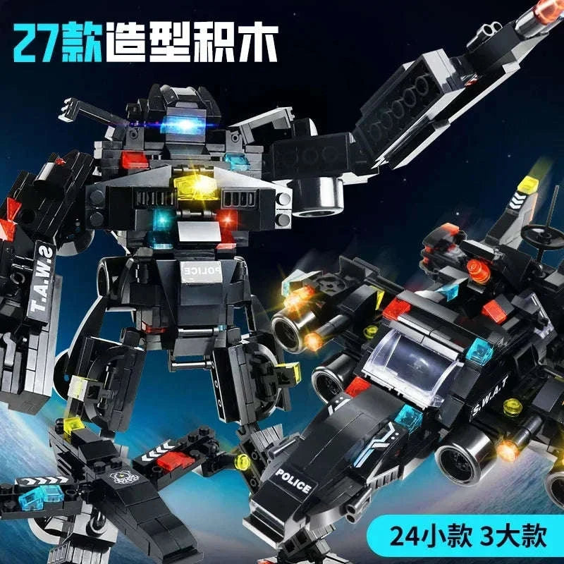 8-in-1 SWAT Police Station Command Truck Building Blocks Set-NO BOX