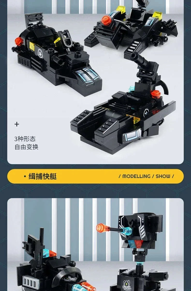 8-in-1 SWAT Police Station Command Truck Building Blocks Set-NO BOX