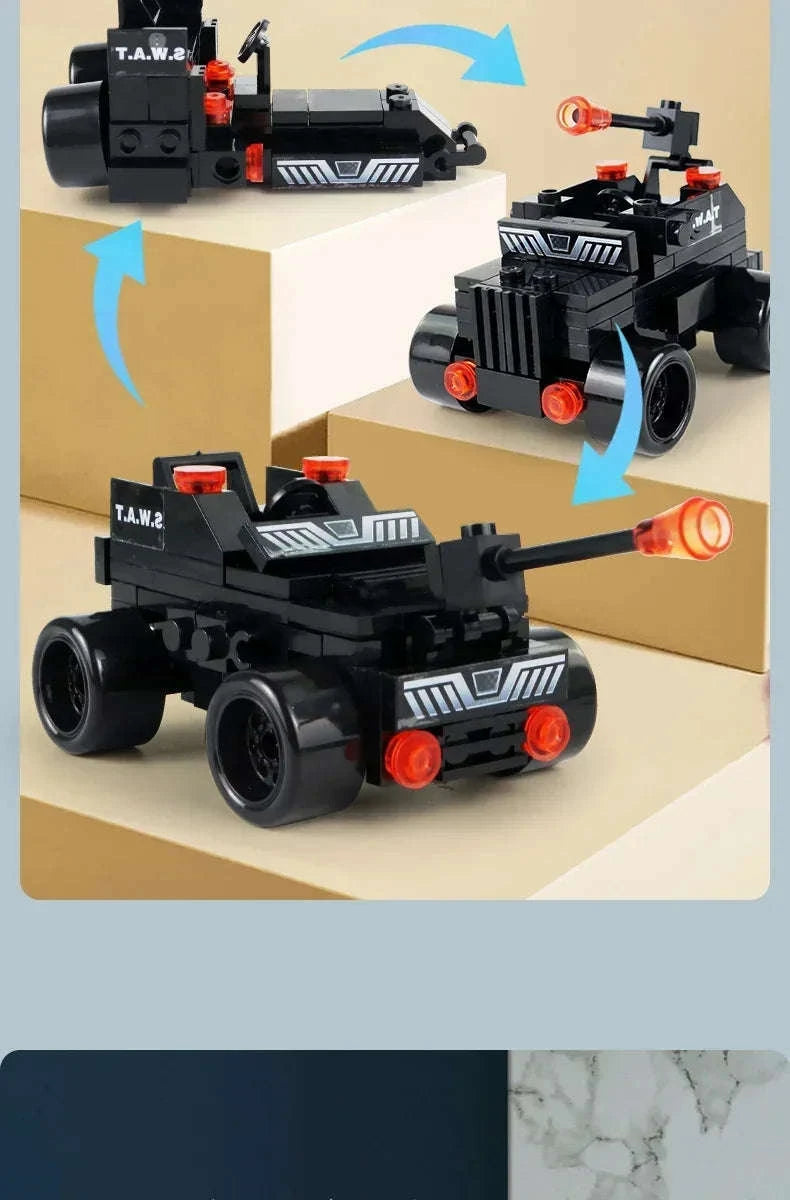 8-in-1 SWAT Police Station Command Truck Building Blocks Set-NO BOX