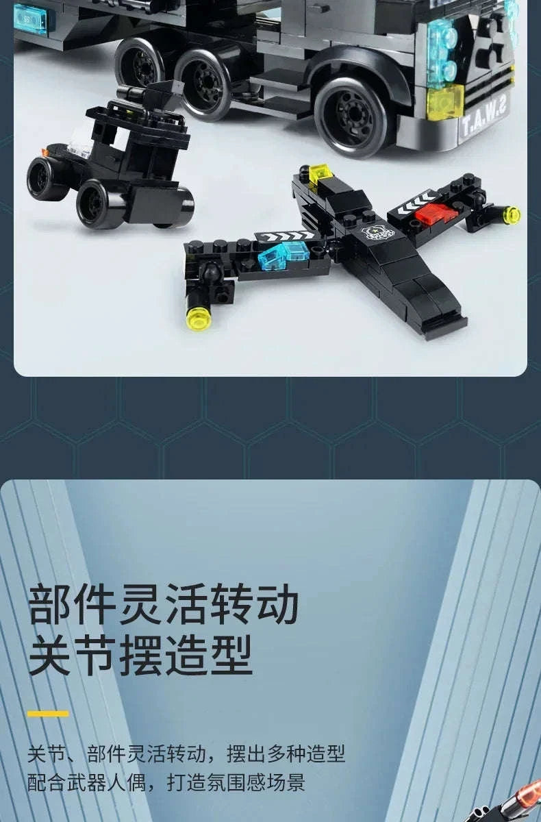 8-in-1 SWAT Police Station Command Truck Building Blocks Set-NO BOX