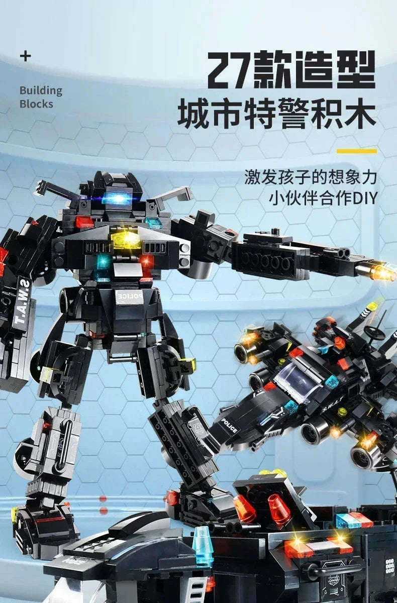 8-in-1 SWAT Police Station Command Truck Building Blocks Set-NO BOX