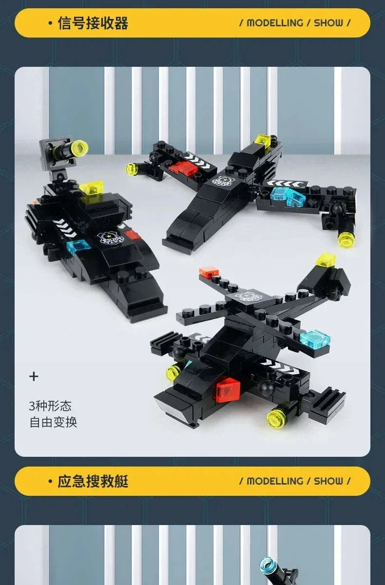8-in-1 SWAT Police Station Command Truck Building Blocks Set-NO BOX