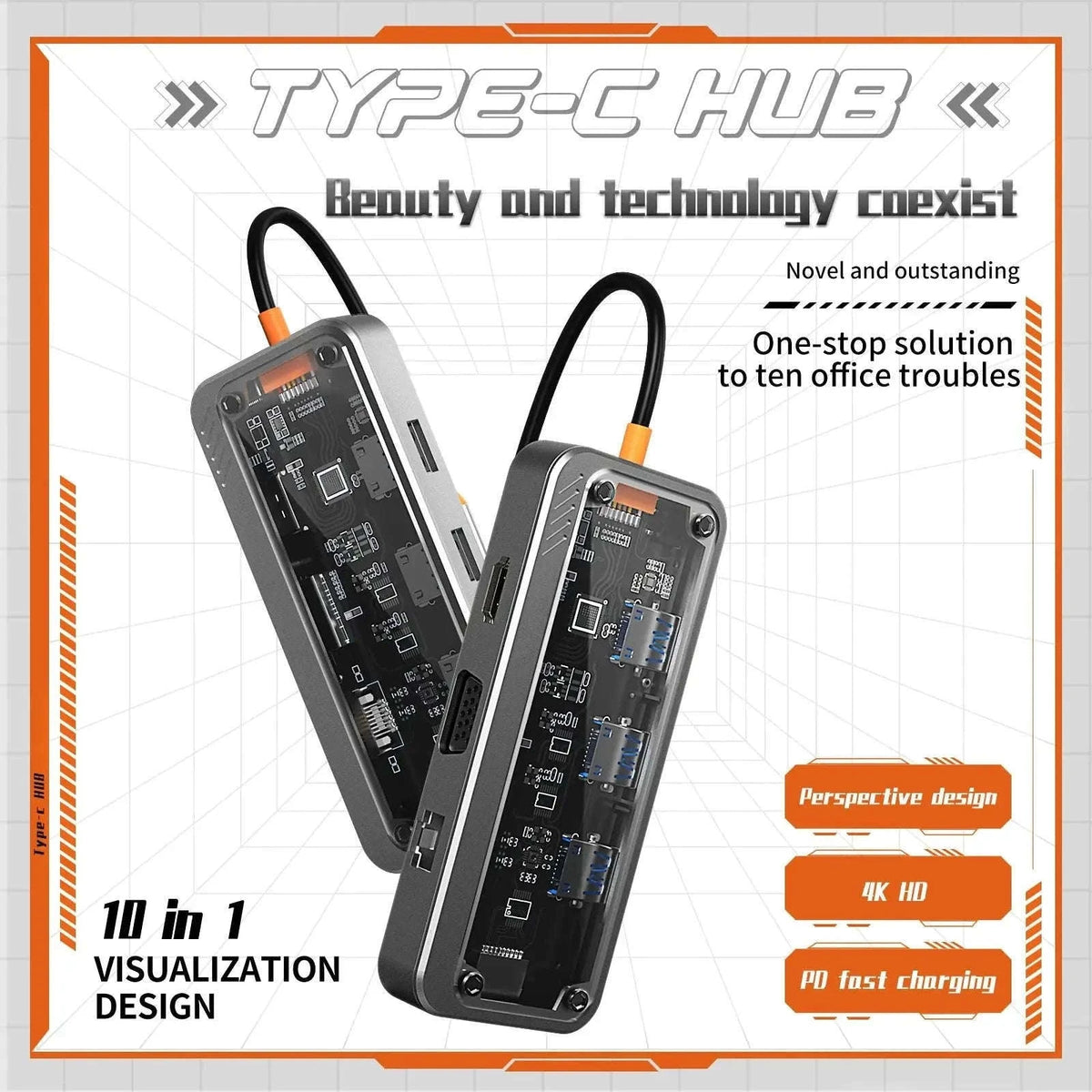 8-in-1 USB-C Docking Station Hub for MacBook Pro & Air-10in1 -SW10V