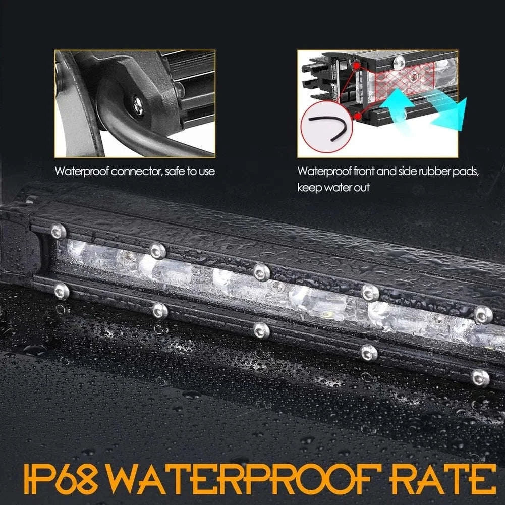 8 Inch 12V 24V Slim LED Light Bar Spotlight-1pc 8 inch white