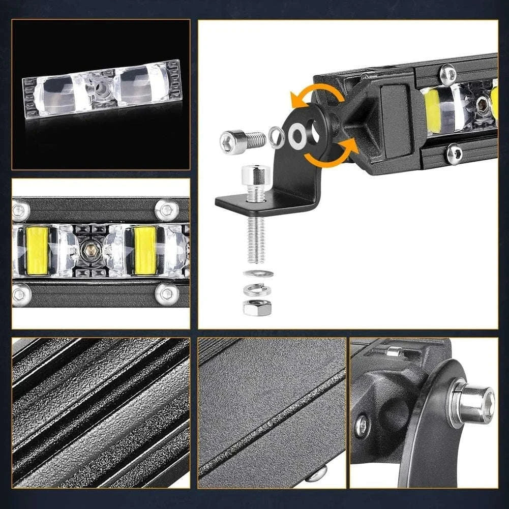 8 Inch 12V 24V Slim LED Light Bar Spotlight-1pc 8 inch white