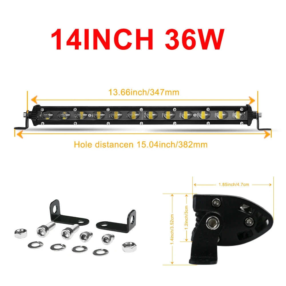 8 Inch 12V 24V Slim LED Light Bar Spotlight-1pc 8 inch white