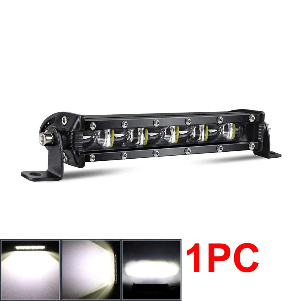 8 Inch 12V 24V Slim LED Light Bar Spotlight-1pc 8 inch white